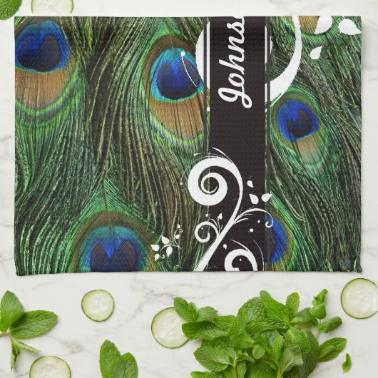 Peacock Swirl Geschirrtuch (Gefaltet)