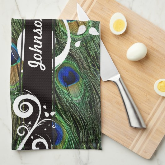 Peacock Swirl Geschirrtuch (Viertel Falte)