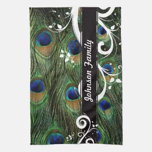 Peacock Swirl Geschirrtuch (Vertikal)