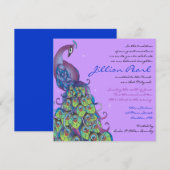 Peacock Thema Bat Mitzvah Einladung Violet (Vorne/Hinten)