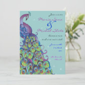 Peacock Thema Hochzeit Einladung Einladung hellbla (Stehend Vorderseite)