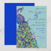 Peacock Thema Hochzeit Einladung Einladung hellbla (Vorne/Hinten)