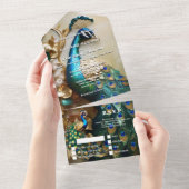 Peacock Thema Luxus 3D Pfau Vogelhochzeit All In One Einladung (Abreißtisch)