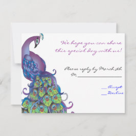 Peacock Theme Wedding Repcard Einladen Blue RSVP Karte