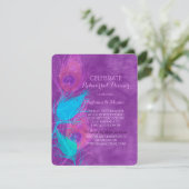 Peacock Themenabend Lila Hochzeit Probe Dinner Einladung (Stehend Vorderseite)