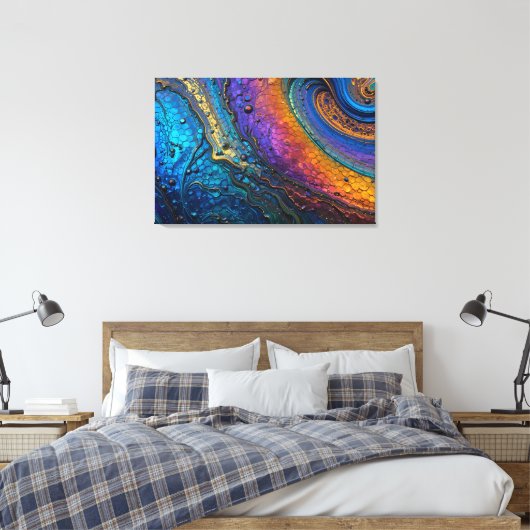 Peacock Titanium Macro Leinwanddruck (Insitu (Schlafzimmer))