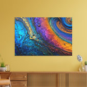 Peacock Titanium Macro Leinwanddruck (Insitu (Wohnzimmer))