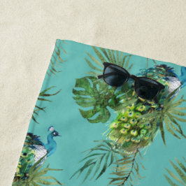 Peacock & Tropical Blätter Strandtuch