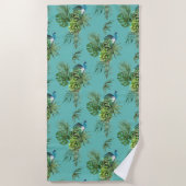 Peacock & Tropical Blätter Strandtuch (Vorderseite)