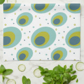 Peacock Turquoise Green Blue Oval Muster Mid Mod Geschirrtuch (Gefaltet)