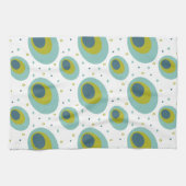 Peacock Turquoise Green Blue Oval Muster Mid Mod Geschirrtuch (Horizontal)