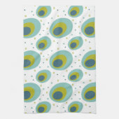 Peacock Turquoise Green Blue Oval Muster Mid Mod Geschirrtuch (Vertikal)