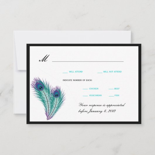Peacock Tuxedo RSVP Cards (Vorderseite)