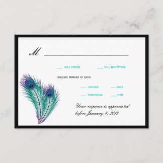 Peacock Tuxedo RSVP Cards Karte