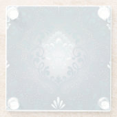 Peacock und Cyan Damask Glass Untersetzer (Rückseite)