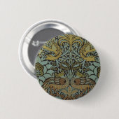 Peacock und Dragon (von William Morris) Button (Vorne & Hinten)