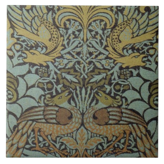 Peacock und Dragon (von William Morris) Fliese (Vorderseite)