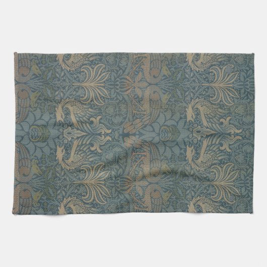 Peacock und Dragon von William Morris Geschirrtuch (Horizontal)