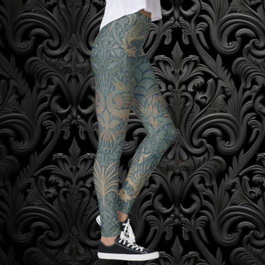 Peacock und Dragon von William Morris Leggings
