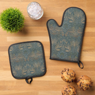 Peacock und Dragon von William Morris Ofenhandschuh & Topflappen-Set