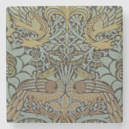 Peacock und Dragon (von William Morris) Steinuntersetzer (Vorderseite)
