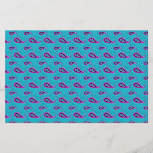 Peacock und Magenta Paisley Pattern Briefpapier (Vorderseite)