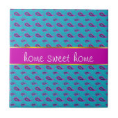 Peacock und Magenta Paisley Pattern Fliese (Vorderseite)