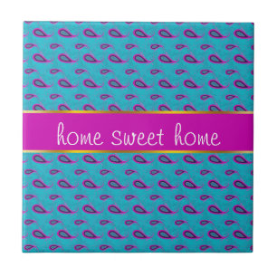 Peacock und Magenta Paisley Pattern Fliese