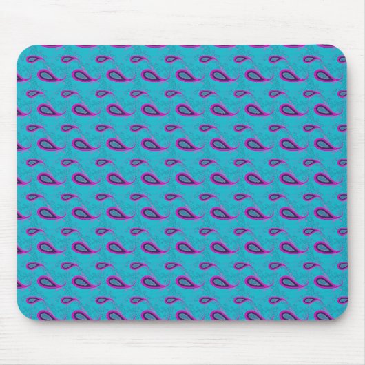 Peacock und Magenta Paisley Pattern Mousepad (Vorne)