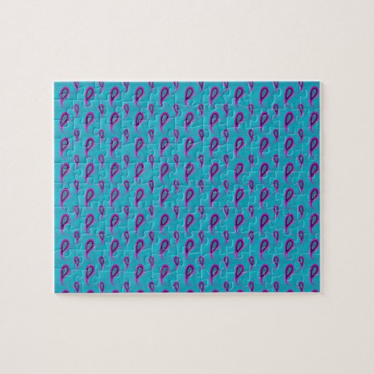 Peacock und Magenta Paisley Pattern Puzzle (Horizontal)