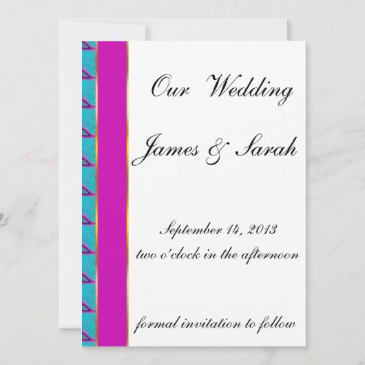 Peacock und Magenta Paisley Pattern Save The Date (Rückseite)