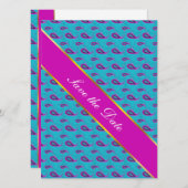 Peacock und Magenta Paisley Pattern Save The Date (Vorne/Hinten)