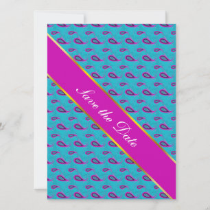 Peacock und Magenta Paisley Pattern Save The Date