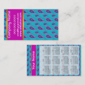 Peacock und Magenta Paisley Pattern Visitenkarte (Vorne/Hinten)
