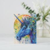 Peacock Unicorn Postkarte (Stehend Vorderseite)