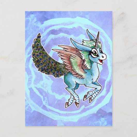 Peacock Unicorn Postkarte (Vorderseite)