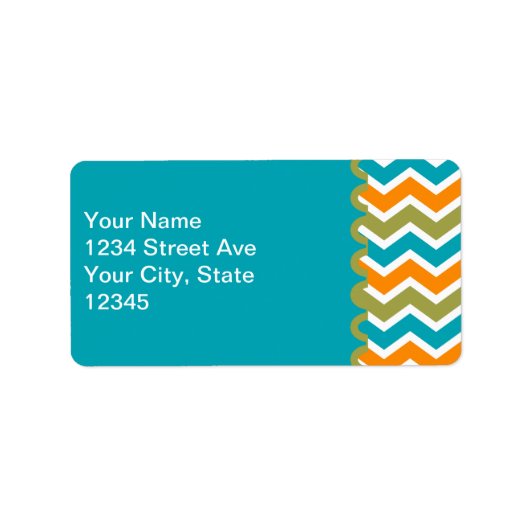 Peacock Vibrant Tribal Zigzag Adressaufkleber (Vorne)