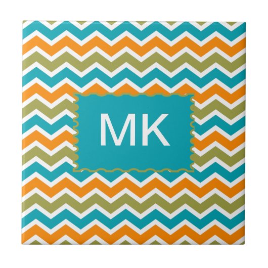 Peacock Vibrant Tribal Zigzag Fliese (Vorderseite)