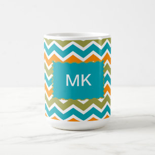 Peacock Vibrant Tribal Zigzag Kaffeetasse