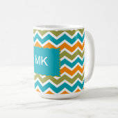 Peacock Vibrant Tribal Zigzag Kaffeetasse (VorderseiteRechts)