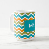 Peacock Vibrant Tribal Zigzag Kaffeetasse (Vorderseite Links)