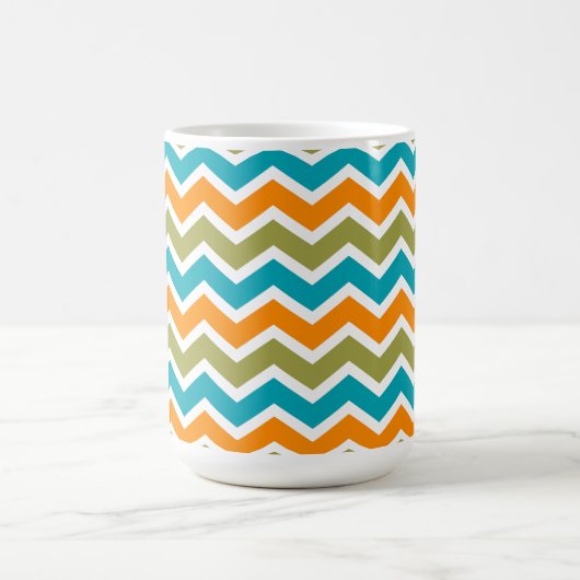 Peacock Vibrant Tribal Zigzag Kaffeetasse (Mittel)
