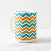 Peacock Vibrant Tribal Zigzag Kaffeetasse (Vorderseite Links)