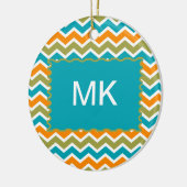 Peacock Vibrant Tribal Zigzag Keramik Ornament (Links)