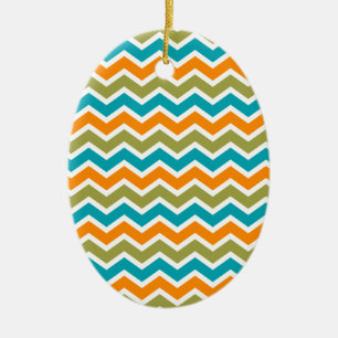 Peacock Vibrant Tribal Zigzag Keramik Ornament