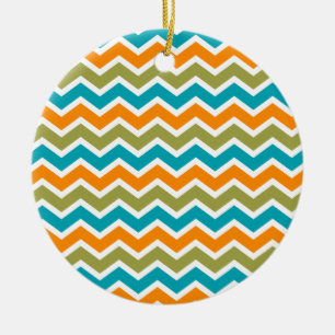 Peacock Vibrant Tribal Zigzag Keramik Ornament