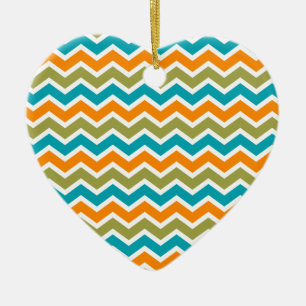 Peacock Vibrant Tribal Zigzag Keramik Ornament