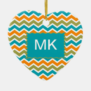 Peacock Vibrant Tribal Zigzag Keramikornament