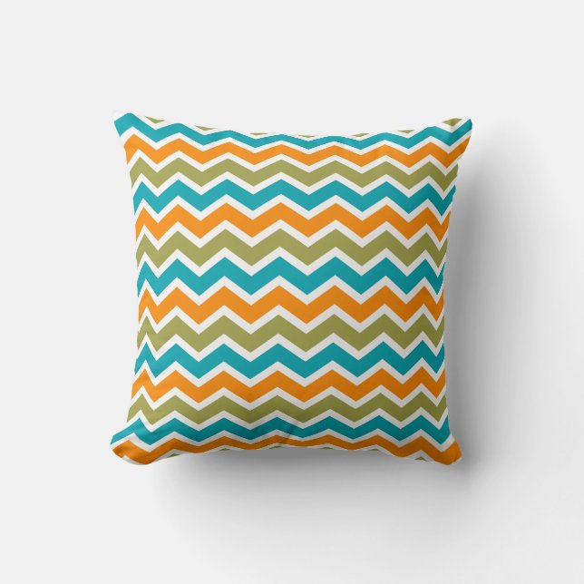 Peacock Vibrant Tribal Zigzag Kissen (Vorderseite)