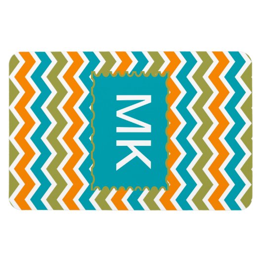 Peacock Vibrant Tribal Zigzag Magnet (Horizontal)